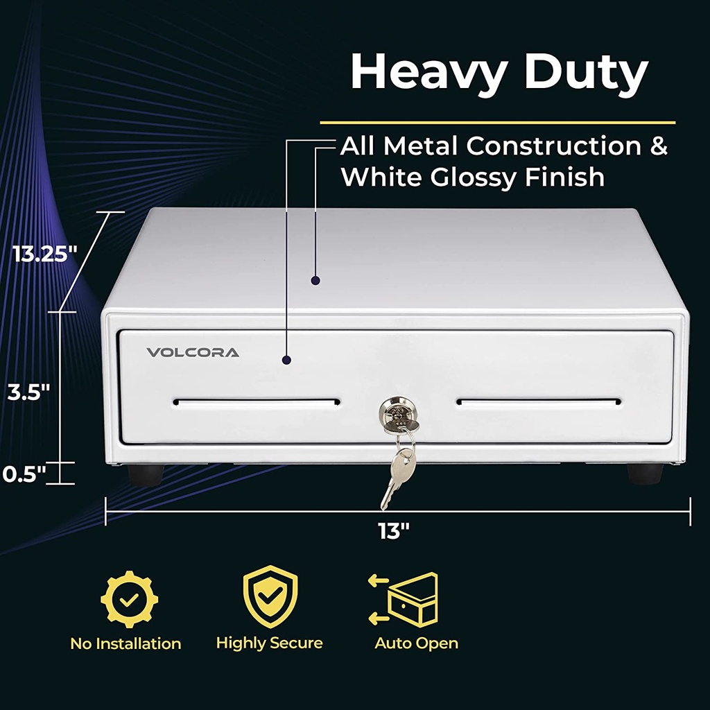 Cajón de caja registradora de 13" para sistema de punto de venta (POS) Blanca