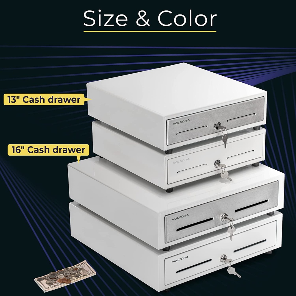 Cajón de caja registradora de 13" para sistema de punto de venta (POS) Blanca