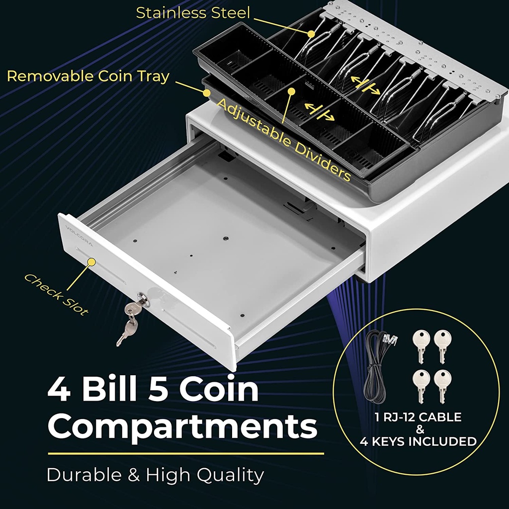 Cajón de caja registradora de 13" para sistema de punto de venta (POS) Blanca